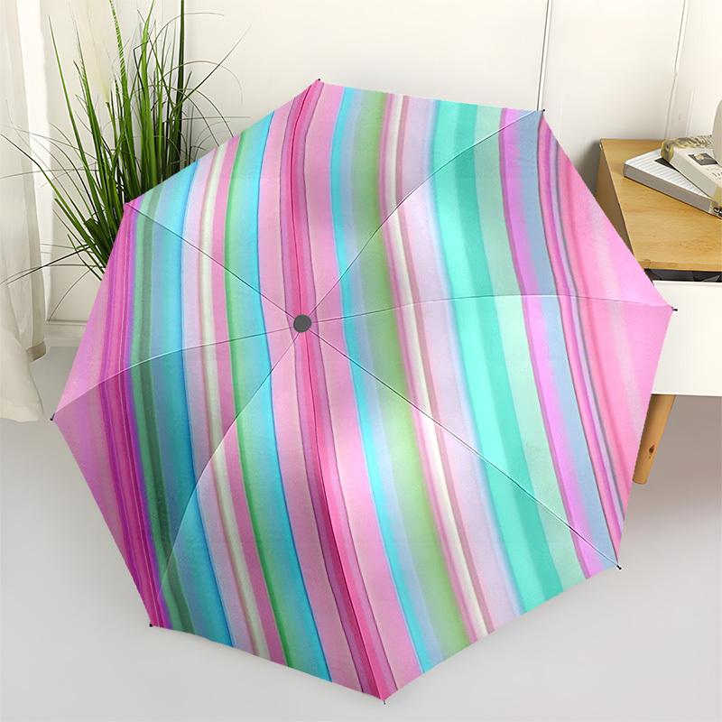 1pc Pastel Stripes Automatic Folding Umbrella Durable Iron Frame,All Seasons Home Travel Outdoor Multifunctional Umbrella yy251115086