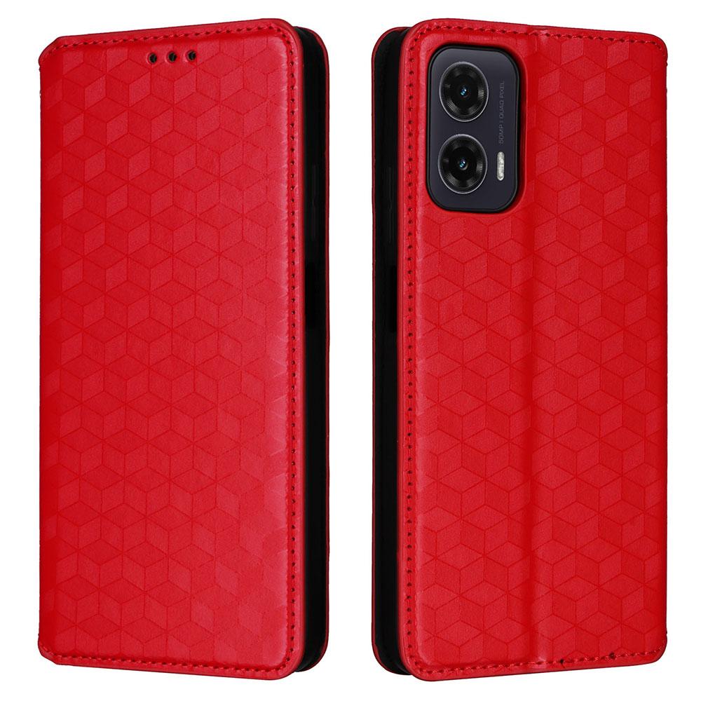 For Motorola Moto G35 5G Wallet Case Rhombus Imprinted Leather Phone Cover