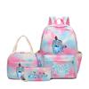 Demon Hunters Three-Piece Children'S School Bag Large Capacity 3D Digital Color Printing Kindergarten School Bag Meal Bag Pencil Bag