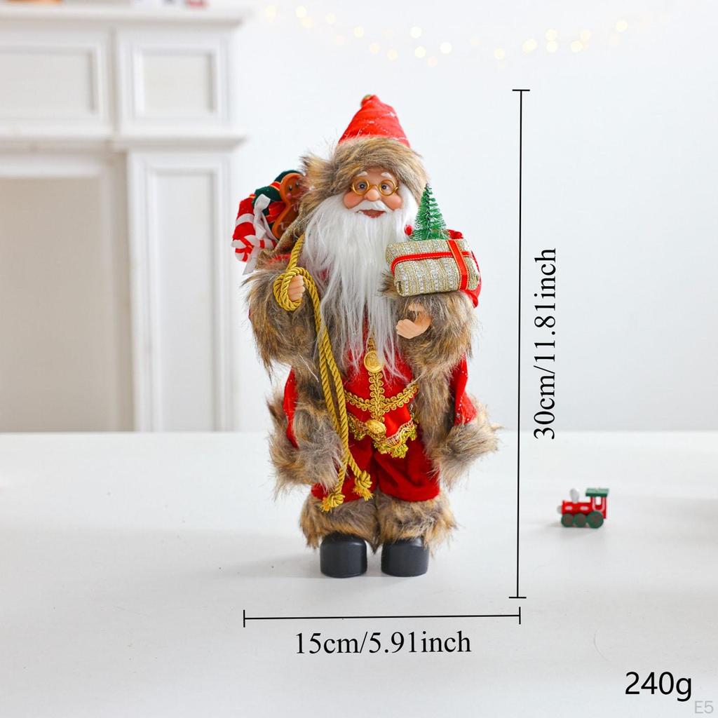 Christmas Santa Claus Figurine Decoration Collectible Doll Tabletop Ornament for