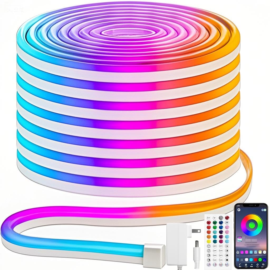 

iNextStation RGB LED Strip Light, 15m Waterproof, 24V, High Brightness, Tube Light, with Adapter and Remote Control, Music Sync, Timer Function,