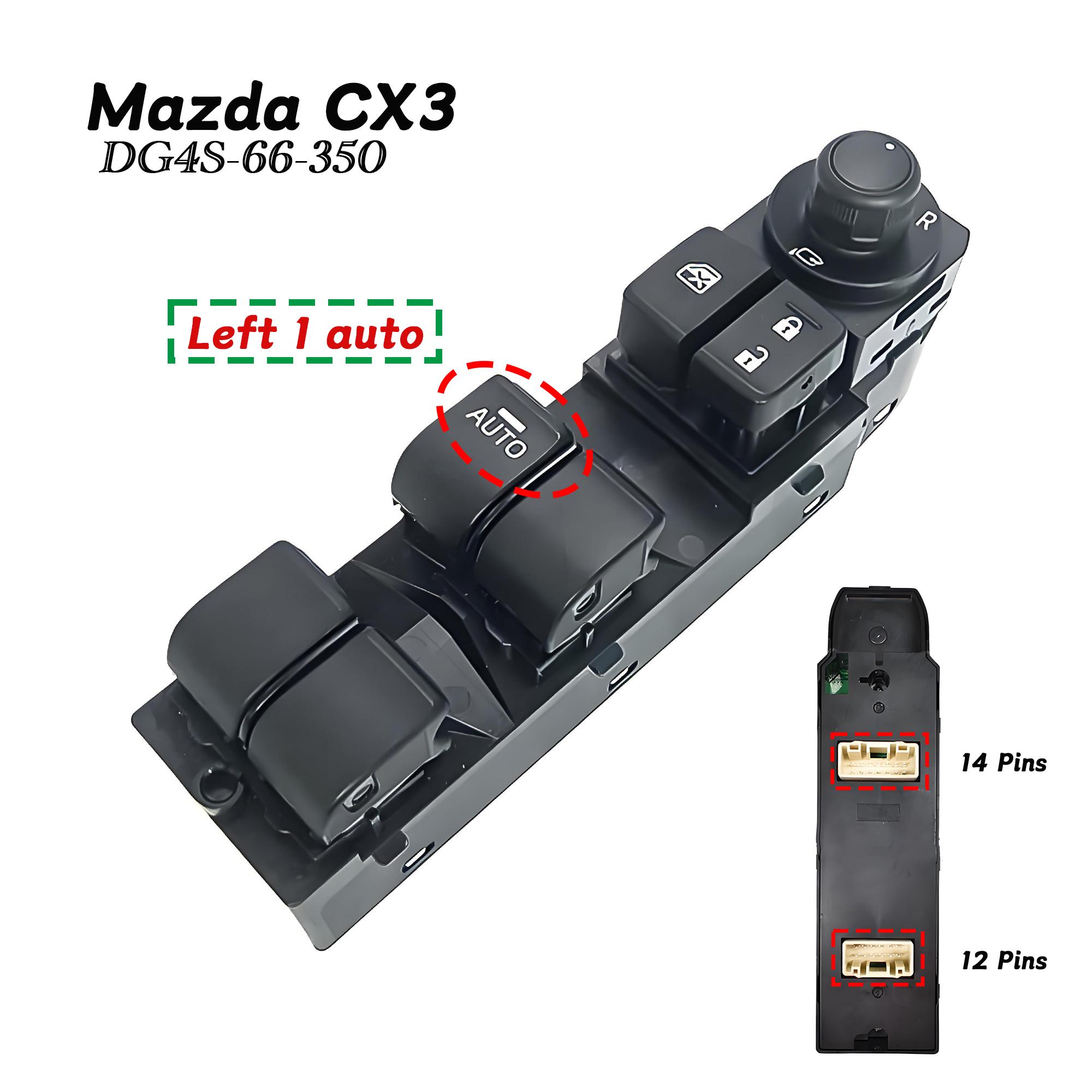 

DG4S-66-350 Left Driver Side Master Power Window Control Switch 1 auto Button For Mazda 2 CX3 2017 2018 ,DG4S66350 one Auto LHD
