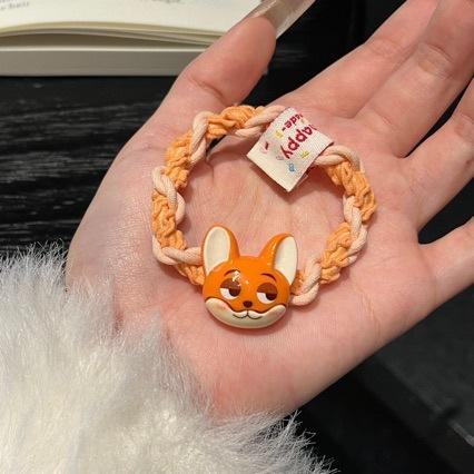 Cartoon Fabric Label Zootopia Judy Hopps Nick Wilde Hair Tie High Elasticity Braided Ponytail Holder Versatile Hair Band for
