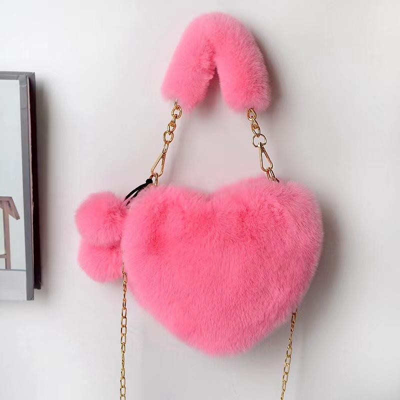 Winter new versatile love bag ball bag fluff bag women's autumn and winter handbag chain bag