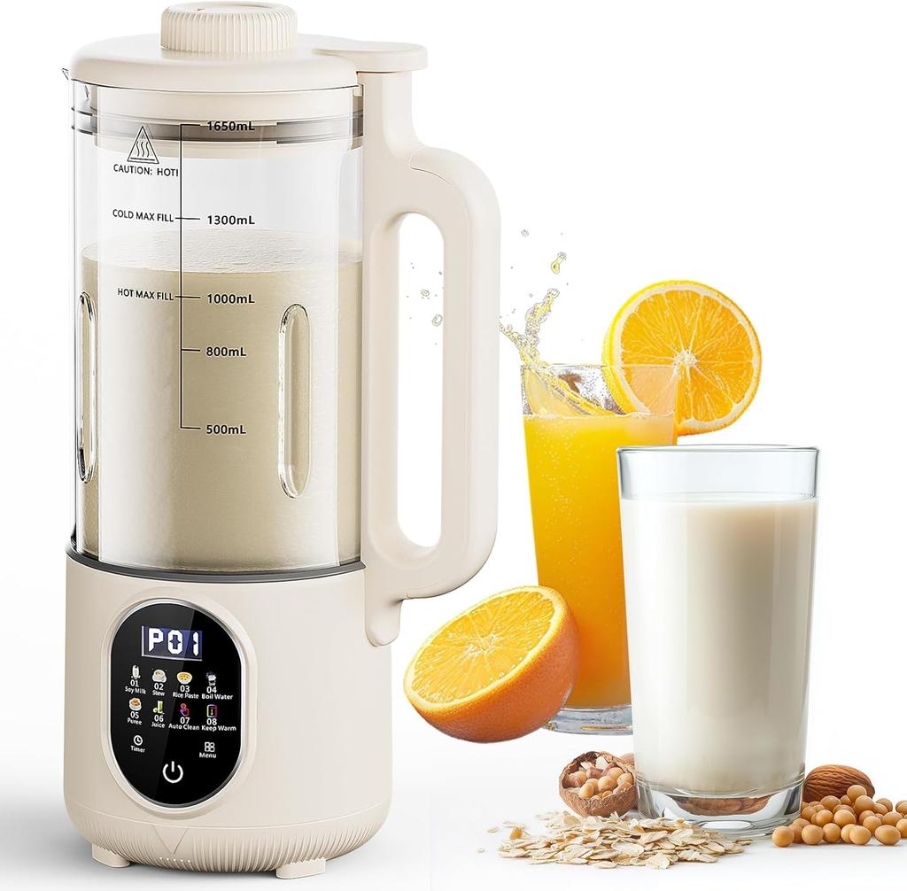 55oz Family-Size Nut Milk Maker, Almond/Oat/Soy/Cashew Milk, Juice & Smoothie, Auto Clean, Delay Start, Boil & Keep Warm