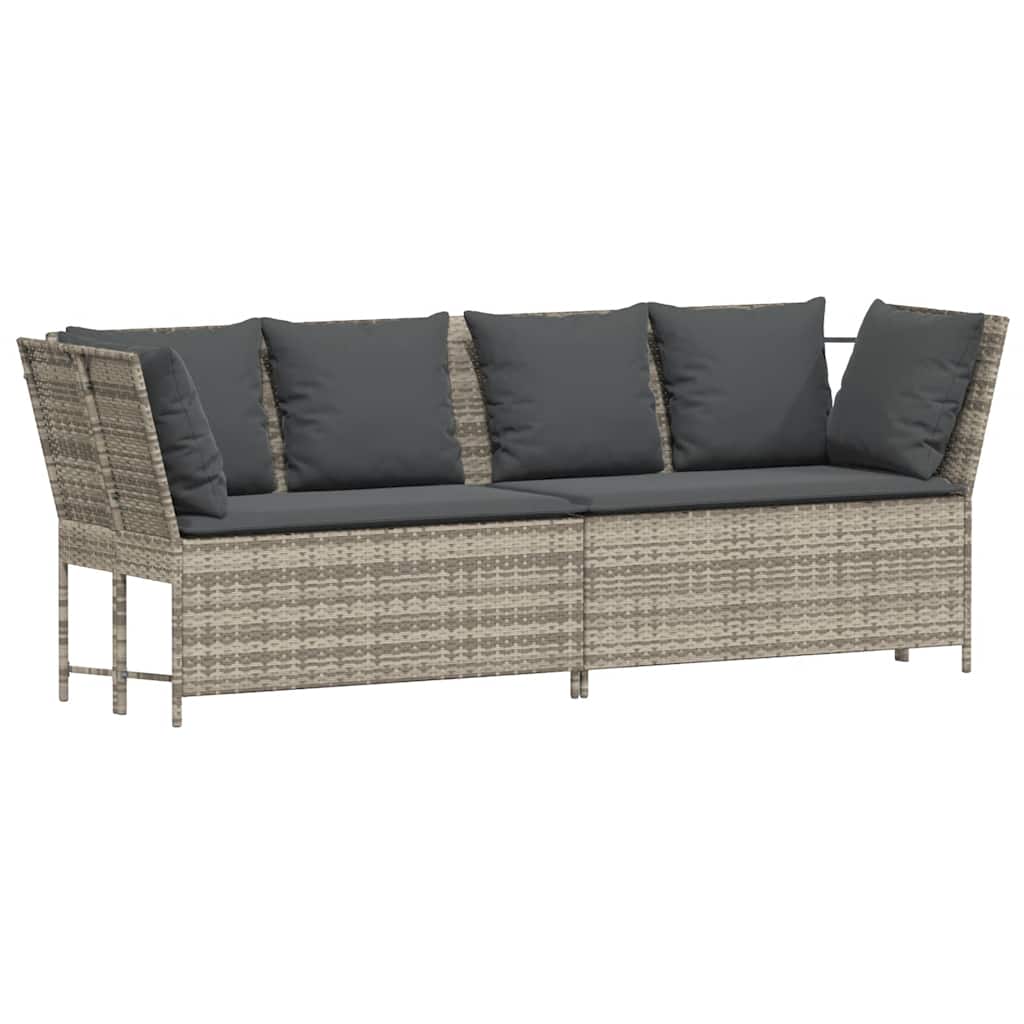 Garden Sofa with Cushions Light Grey Poly Rattan
