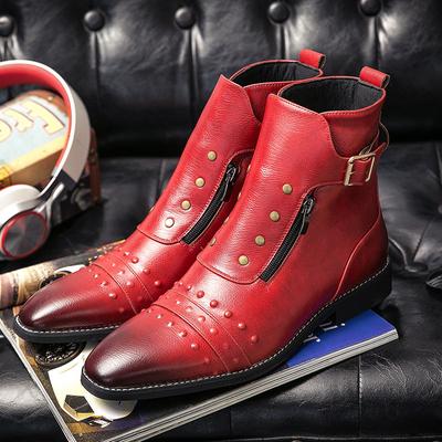 Britischer Stil Luxus Herren Kleiderstiefel Herbstmode Reißverschluss Designer Motorradstiefel für Herren High Top Rotes Leder Cowboy Stiefel Herren