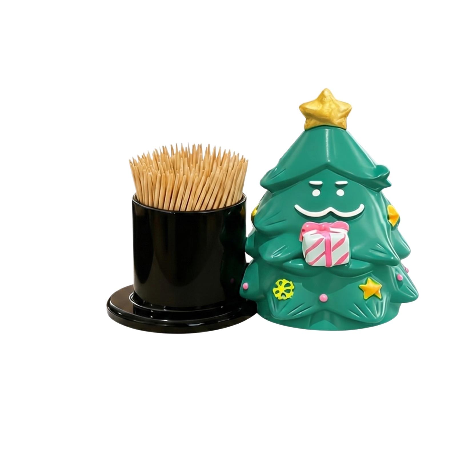 

Creative Christmas Tree Shaped Toothpick Holder Decorative Desktop Ornament Festive Table Accessory for Home and Office Use one size циан