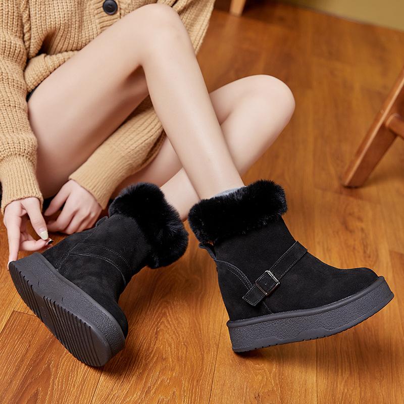 Snow boots increase in height in autumn and winter new platform casual shoes ins trendy small velvet cotton shoes A