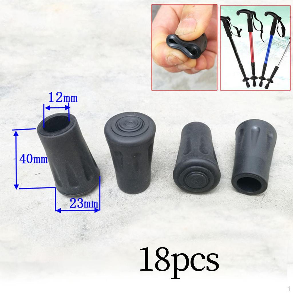 18Pcs Trekking Stick Tips,Hiking Pole Tips Anti Slip End Cap Walking Rubber for