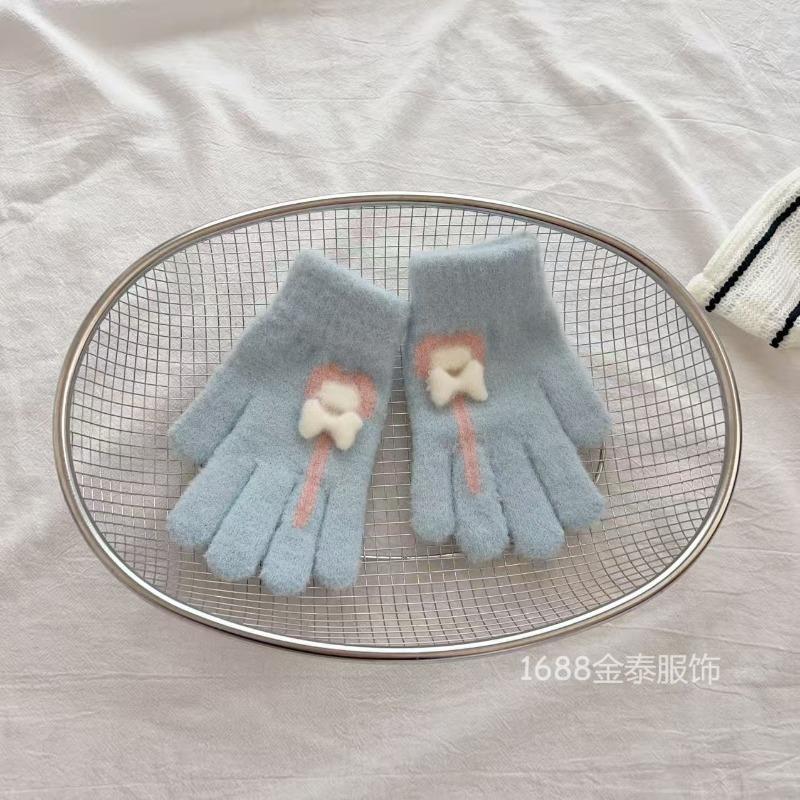 - Years Old Children's Gloves Autumn and Winter Warm Love Lollipop Finger Gloves Girls Fleece Thicker