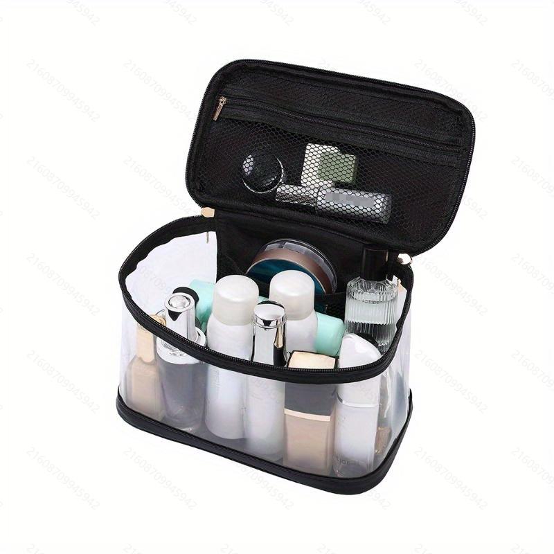 1pc Large Clear Makeup Bag Big Cosmetic Bags Waterproof Toiletry Orangizer with Handle Transparent Toiletries Case Travel Pouch