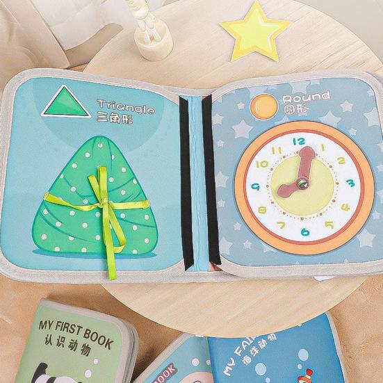 Baby Cloth Sticky Fasten Baby Soft Bite-resistant Tear-resistant Book Tape with Pocket Color Cognition Hand-eye Coordination Early