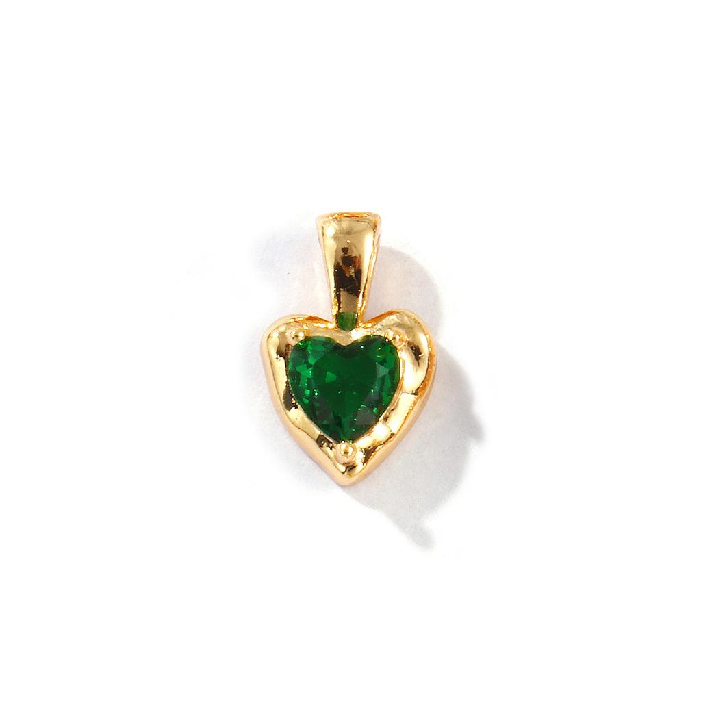 2 PCs Heart Brass & Rhinestone Birthstone Charms 18K Gold Plated Pendants For DIY Necklace Earrings Jewelry Making 12.5mm x 8mm