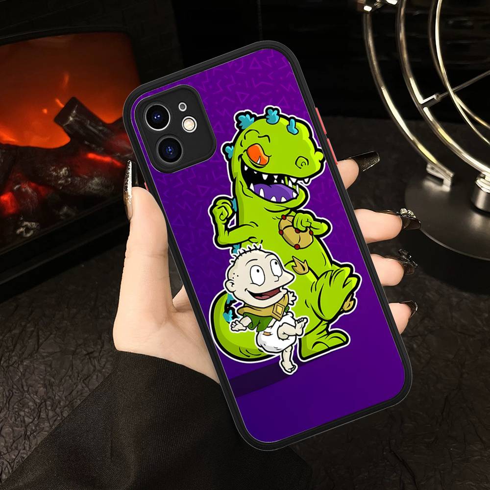 Cartoon Funny R-Rugrats For IPhone 16 15 14 13 12 11 Pro Max X XS MAX Plus Translucent Black Phone Cover