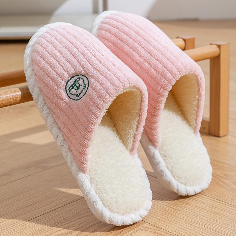 Bavlněné pantofle pro ženy na jaro, podzim a zimu, vhodné pro vnitřní použití, protiskluzové domácí, teplé domácí, párové, zimní plyšové pánské pantofle