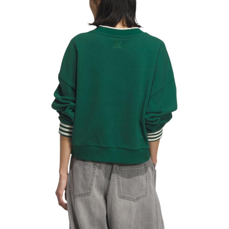 Adidas Originals FW25 Team Sweatcrew Comfortable Versatile Loose V-Neck Pullover Sweatshirt Women Sweatshirt KC5846