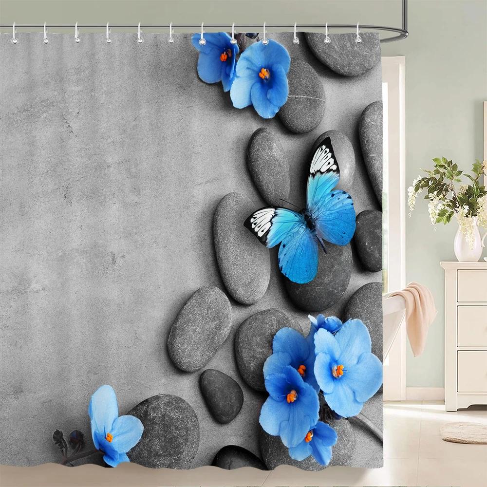 Green Plant Bamboo Shower Curtain Bathroom Bath Curtain Waterproof polyester 3D Printed Trees 180*200cm Bath Screen With Hooks