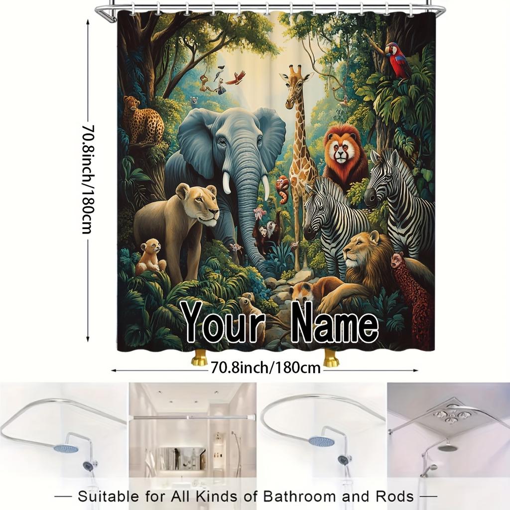 Jungle Adventure Shower Curtain - Water-Resistant Fabric for Bathroom - Perfect for Nature and Wildlife Enthusiasts