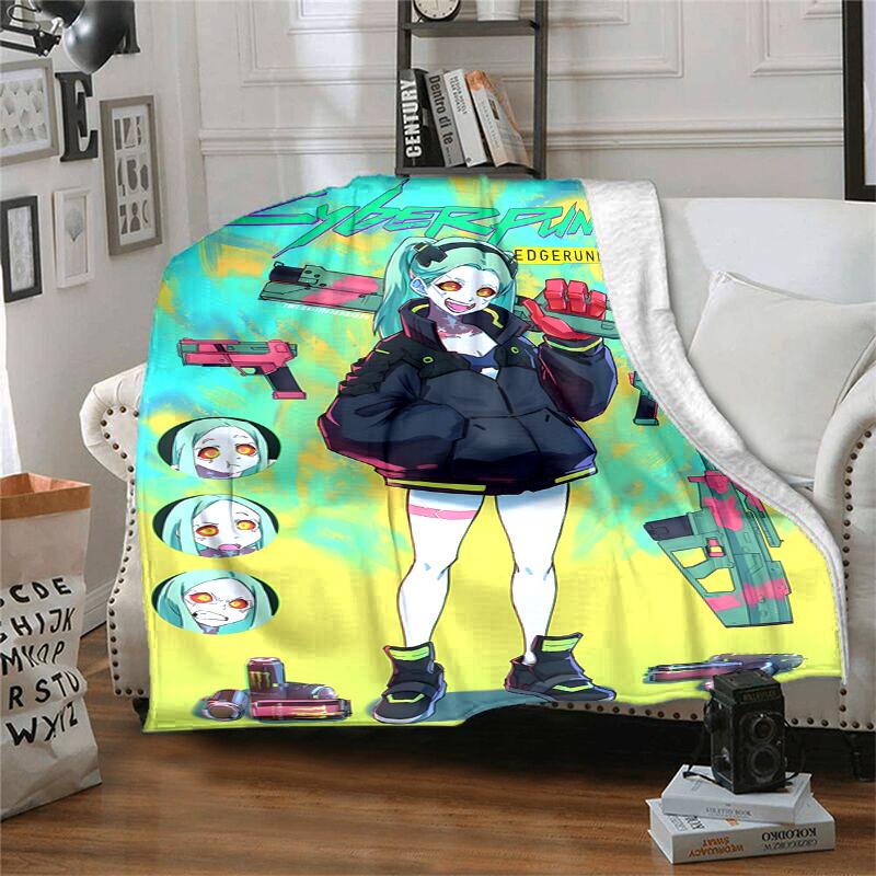 Cyberpunk Flannel Blanket Soft Warm All-Season Throw, Design for Camping, Car Travel, Hiking Sofa, Bed, Office Perfect Gift for Parties