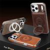 Magnetic Rotating Bracket Leather Case for iPhone 17 Air 16 15 14 13 12 11 Pro Max Plus Wireless Charging Plating Phone Cases