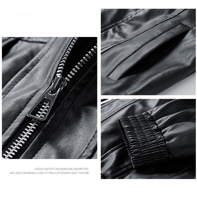 Men’s Faux Leather Motorcycle Jackets Casual Outdoor Bomber Jacket Vintage Coats Outwear Lightweight Motorcycle PU Leather Outwear Jacket for Men