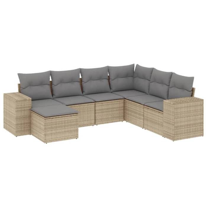 VidaXL Salon de Jardin avec Coussins 7 pcs, Canapés de Terrasse, Ensemble de Meubles de Patio, Mobilier d'Extérieur, Beige 3222898