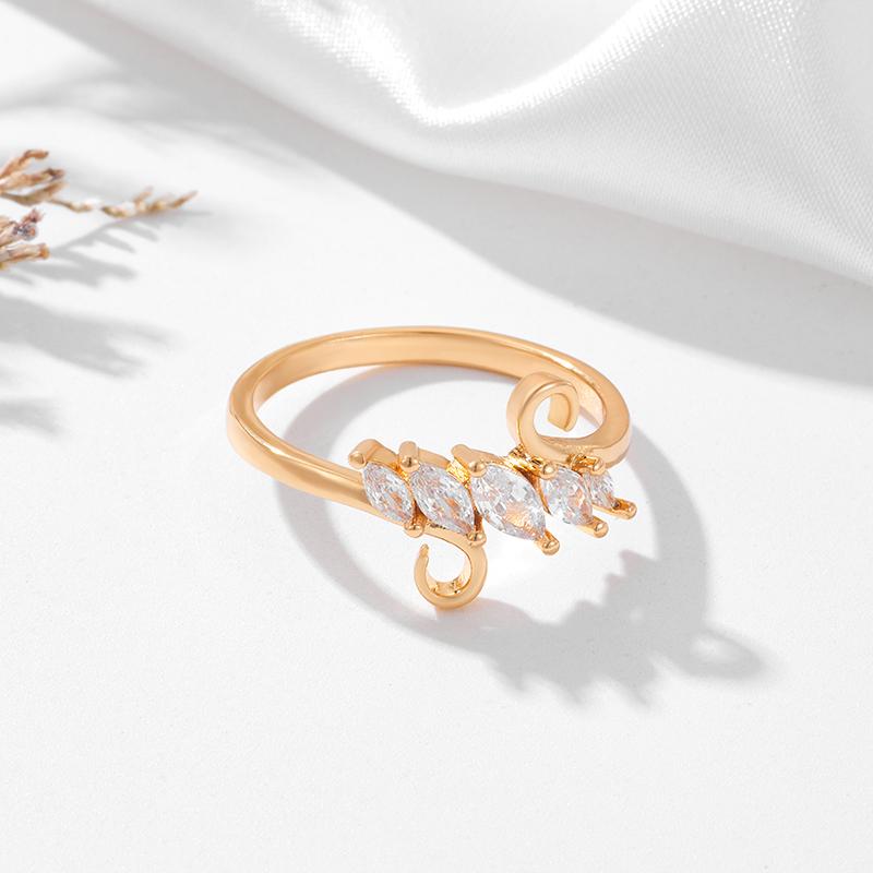 Kinel glänzender natürlicher Zirkonia-Ring in Blattform für Damen