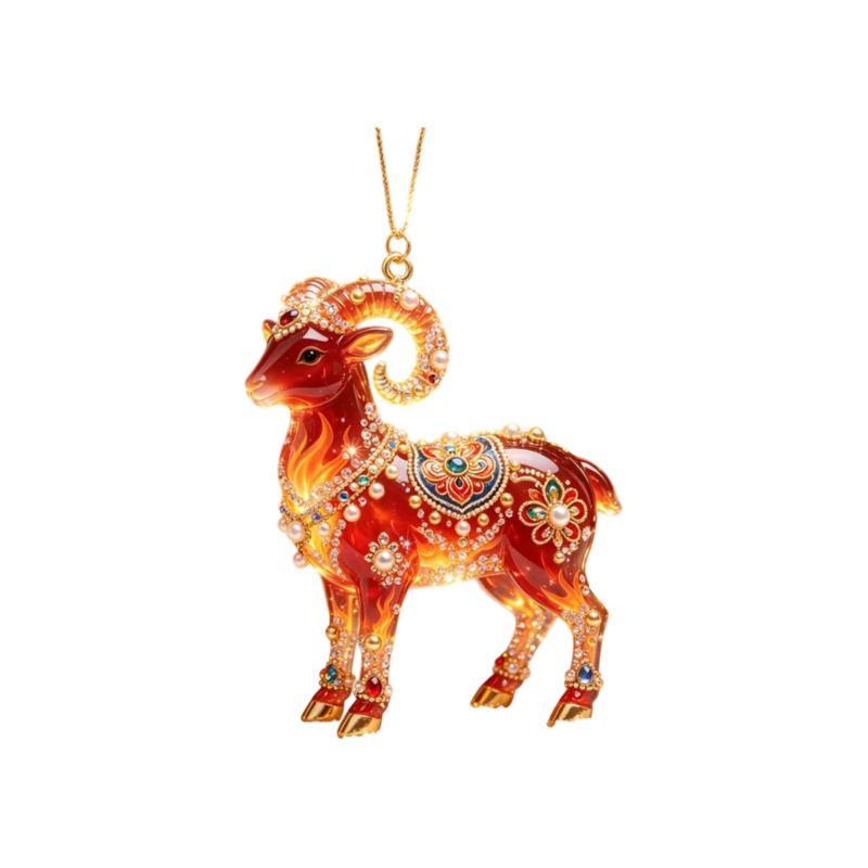 Acrylic Chinese Zodiac Goat Hanging Ornament Auspicious Design For Spring Festival New Year Home Decorationation