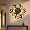 Office Decorative Clock Hollow Letter Wooden Wall Clock, Easy to Read Irregular Analog Living Room Modern Silent for Bedroom Decor