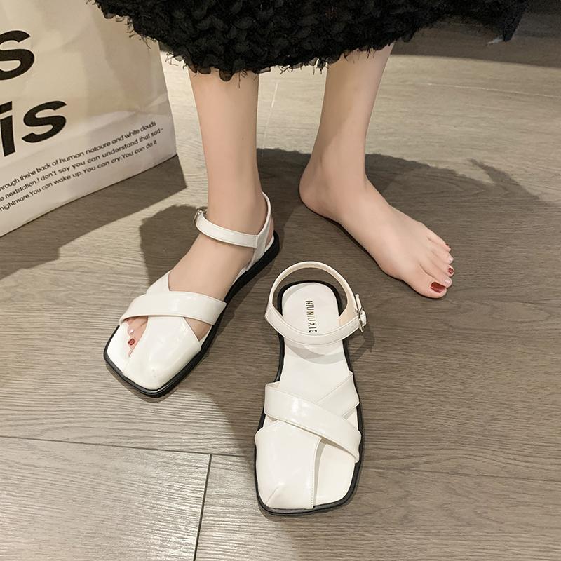 Shoes Sandals Woman Heel Original 2025 Summer All-Match Open Toe Female Beige Retro Clear Closed Comfort Peep Girls Gladiator
