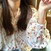 2026 Early Spring Retro Floral Chiffon Lantern Sleeve Shirt - Korean Style Slimming Loose Fit for Women
