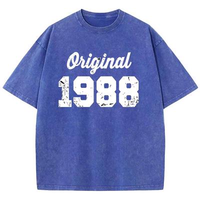 Original 1988 Weiß bedrucktes Herren-T-Shirt Passform Mode-Tees Freizeit Alltags-T-Shirt Kleidung Zuhause Kurzarm