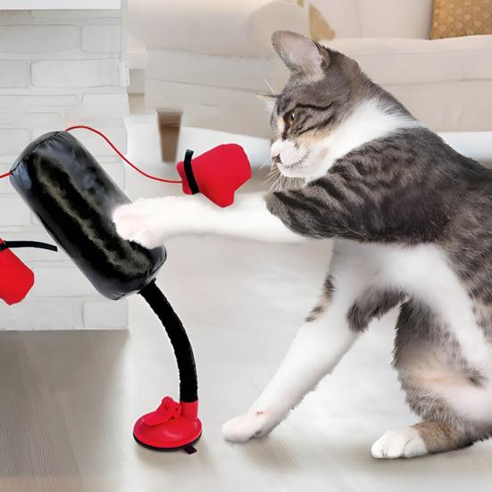 Cat Boxing Toy Cat Punching Bag Toy with Spring-Loaded Bobbing Action Interactive Boxing Toy with Suction Cup Base