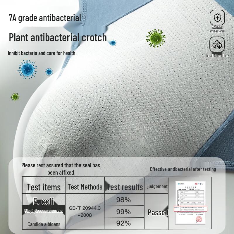 Shanshan Men's Pure Cotton 7A Antibacterial Mid-Waist Briefs