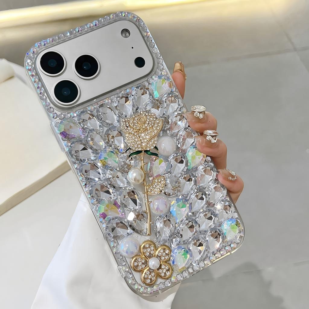 Glitzer Strass Handyhülle Für XiaoMi 15 Ultra 14 Pro 14T 14A Plus 13 Lite 13T 12 12T 12S 12X 5G Rosa Kristall Diamant Rosenblüten Design