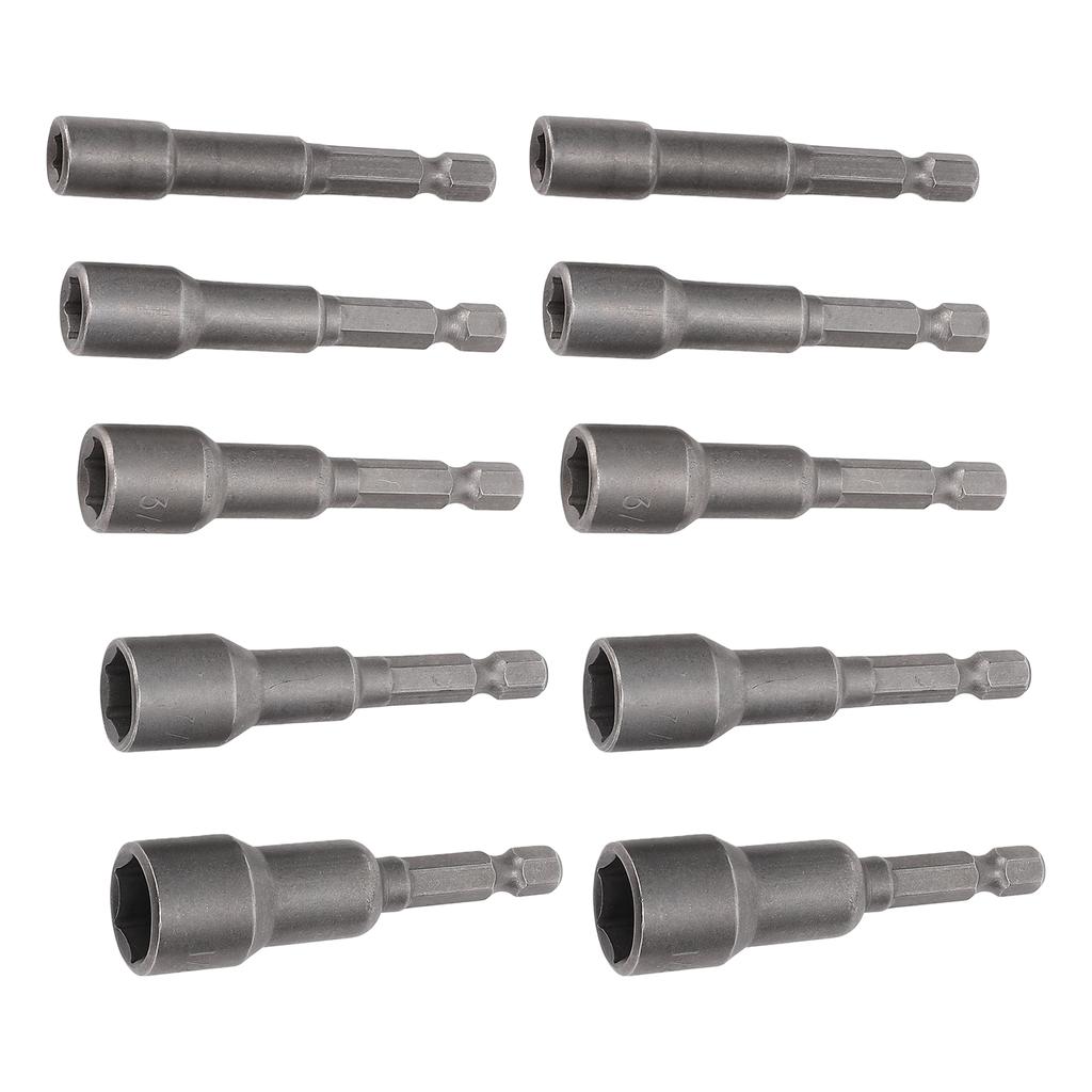 2 Set Magnetic Hex Socket Set 1/4in Shank 65mm Screw Nut Driver Setter Drill Bit 1/4in 5/16in 3/8in