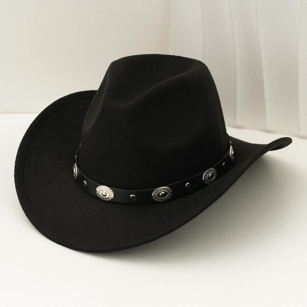 Classic cowboy hat retro jazz hat ethnic woolen top hat felt hat retro imitation sheep hat jazz hat
