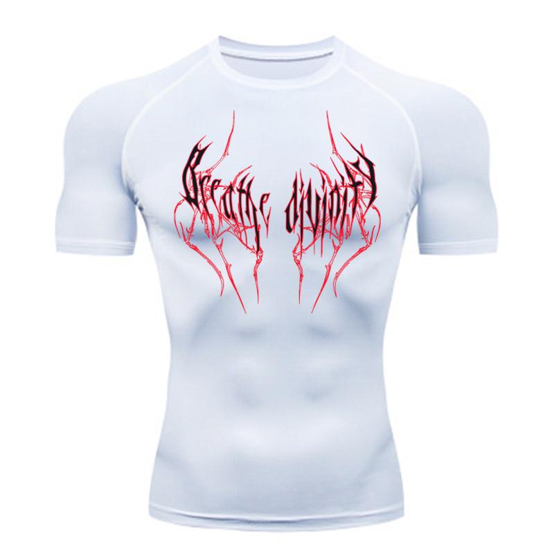 Summer Running T-Shirt Men Short Sleeve Compression Shirt Gym Sports Top Black Quick Dry Breathable MMA Fitness Clothing