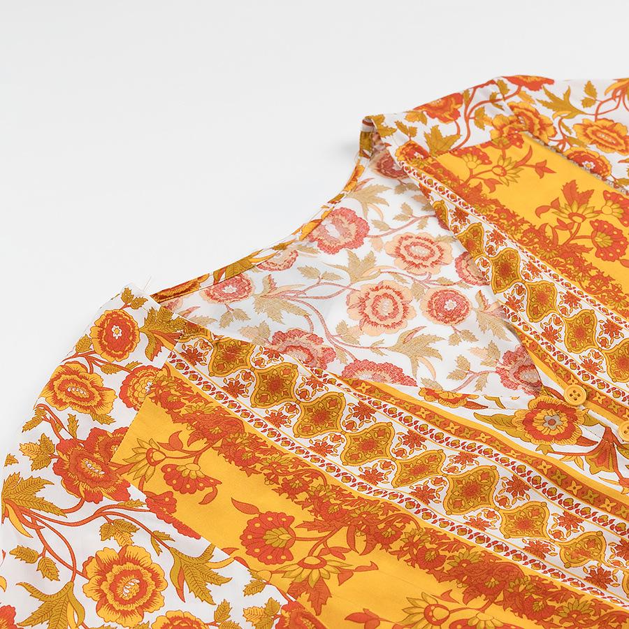 Spring 2025 Women's Rayon Print Short Sleeve Dress - European & American Style Fashion