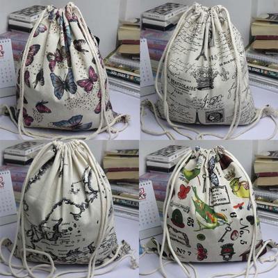 Ramidos Unisex Backpacks Retro Printing Bags Drawstring Backpack