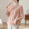 Women's Summer Seven-Sleeve Shirt: New Chinese National Style Tummy-Covering Top