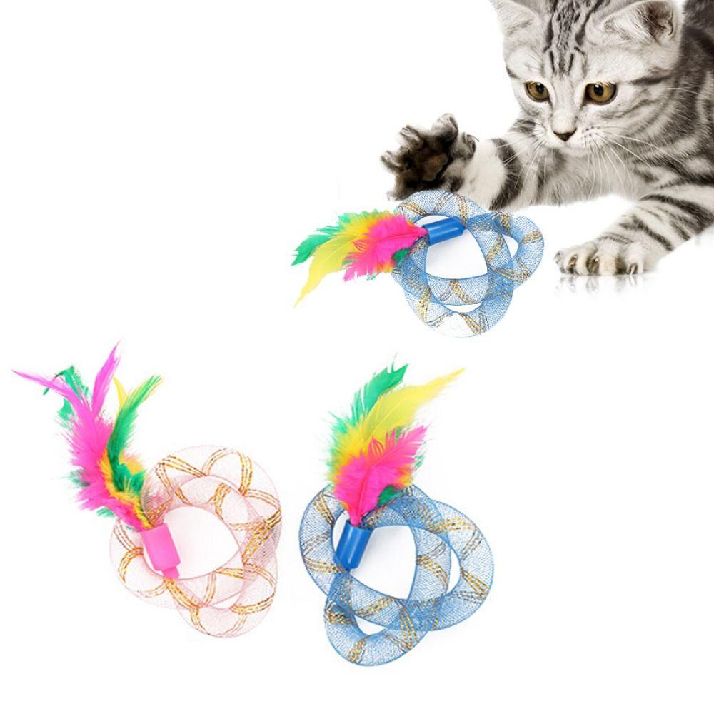 

with Bell Cat Hose Feather Toy Flexible Cats Collapsible Toy Funny Pet Training Toys Self Happy розовый