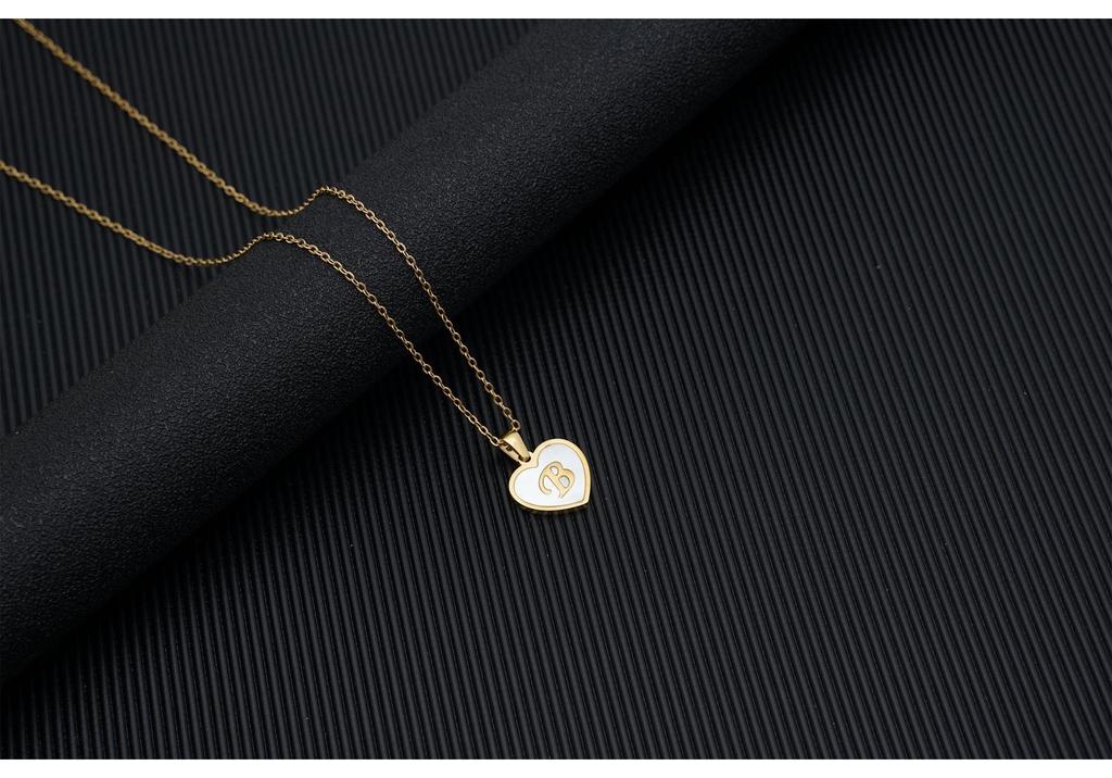 Gold Shell Pendant Necklace with English Alphabet - European & American Trend In Titanium Steel Chain