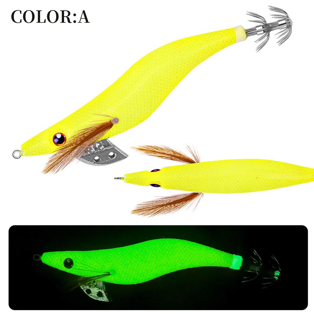 FSDZSO Luminous Squid Lure Size 3.5/3.0/2.5 with Lead Head for Fast Current and Deep Water.
