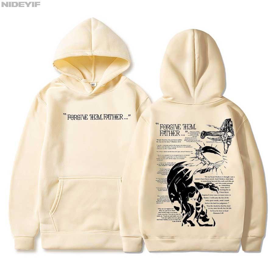 Christliche Jesus Merch Vergib ihnen Vater Bibelvers Hoodie Herren Damen Pullover Hiphop Streetwear Lässiges Sweatshirt Oberteile Cj2