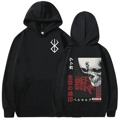 Mikina Ležérní Nadměrná Pulovry Anime Berserk Guts Grafika Podzim Zima Fleec Streetwear Topy