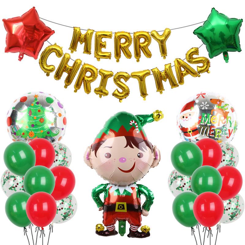 Christmas Decoration Balloon Set Smiling Snowman Elk New Year Arrangement Christmas Tree Party Decoration