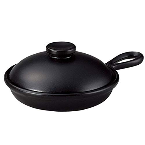 

Fried Egg Pan with Lid, Ceramic, Black, Microwave, Oven, and Direct Heat Safe, Made in Japan