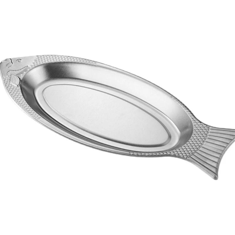 Korean Style Stainless Steel Plate Fish Dish Fish Shaped Plates Steamed Fish Creative Egg Plate Barbecue Plate Tray Plates